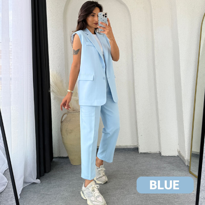 Adrielle Sleeveless Blazer Set