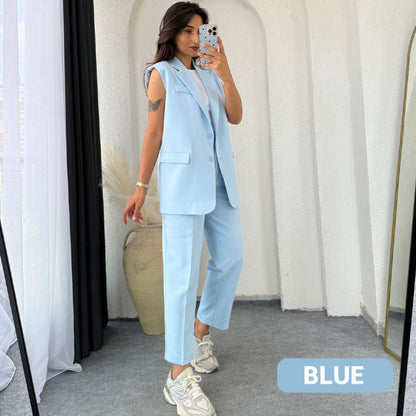 Adrielle Sleeveless Blazer Set
