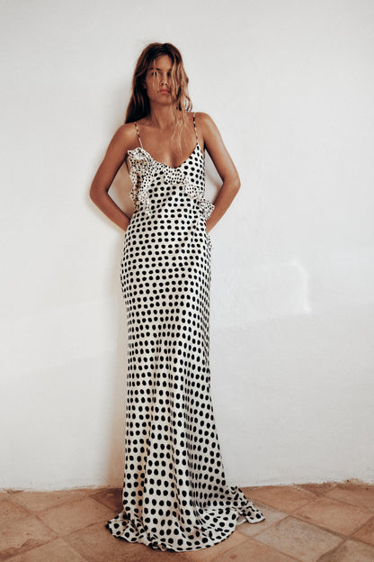 Elara - Playful Polka Dot Maxi Dress