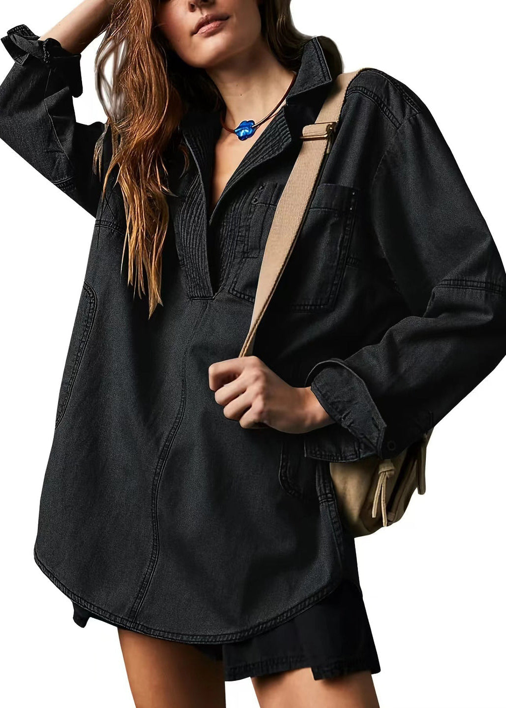 Florenne Pleated Denim Tunic
