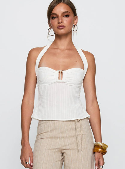 Elara - Ribbed Halter Top