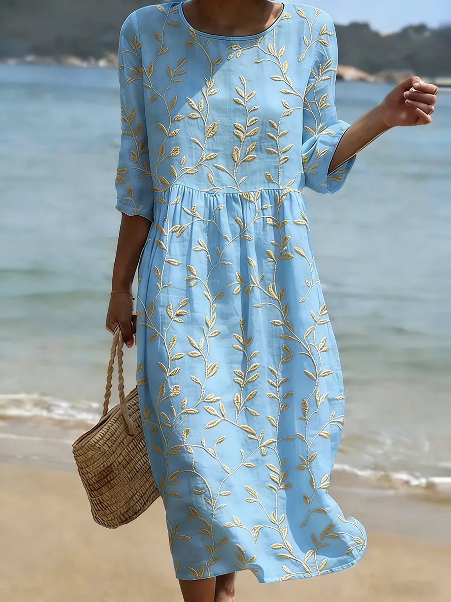 Evaline Botanical Midi Dress