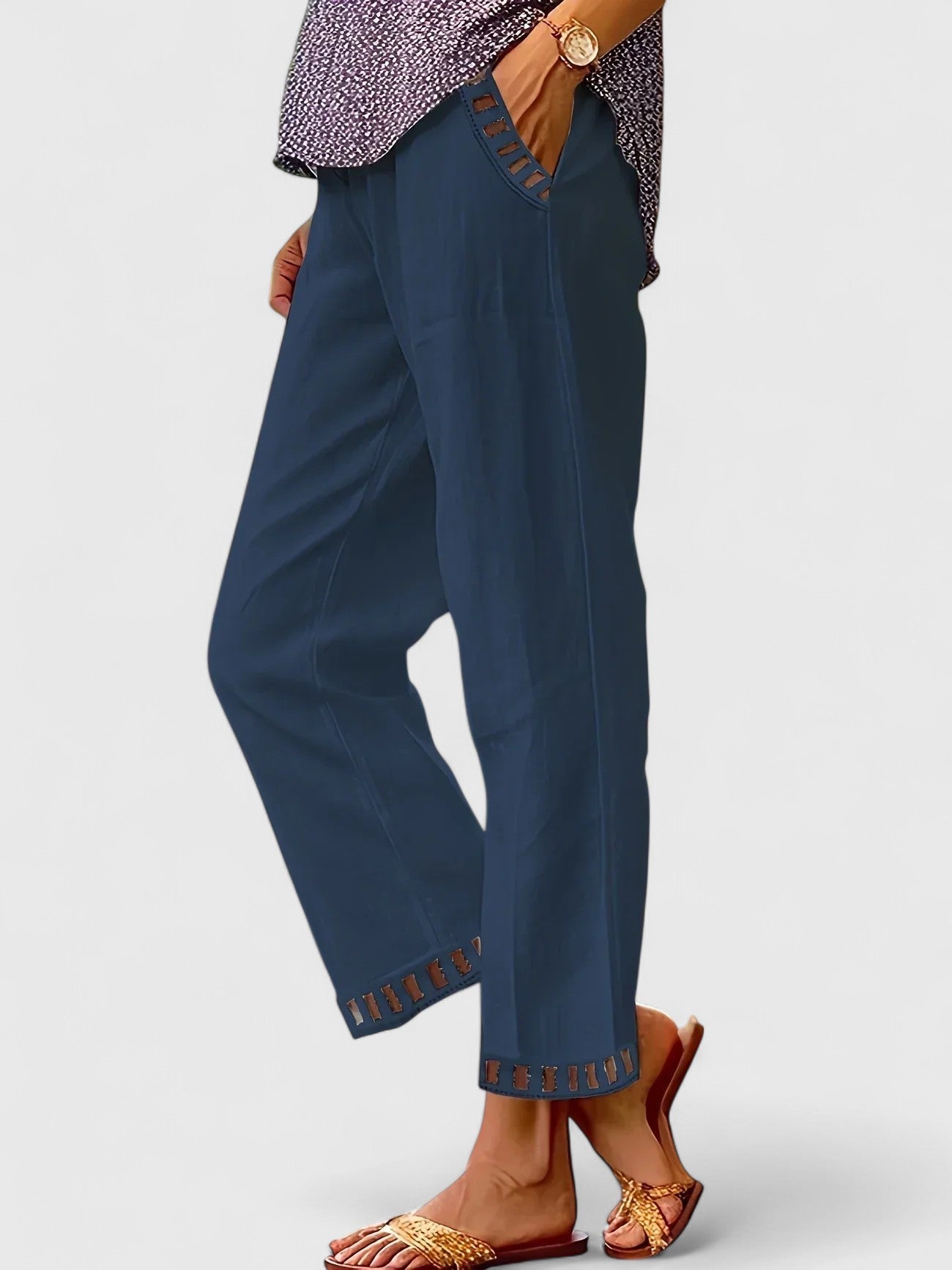 Delphine Contrast Trim Cropped Trousers