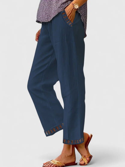 Delphine Contrast Trim Cropped Trousers