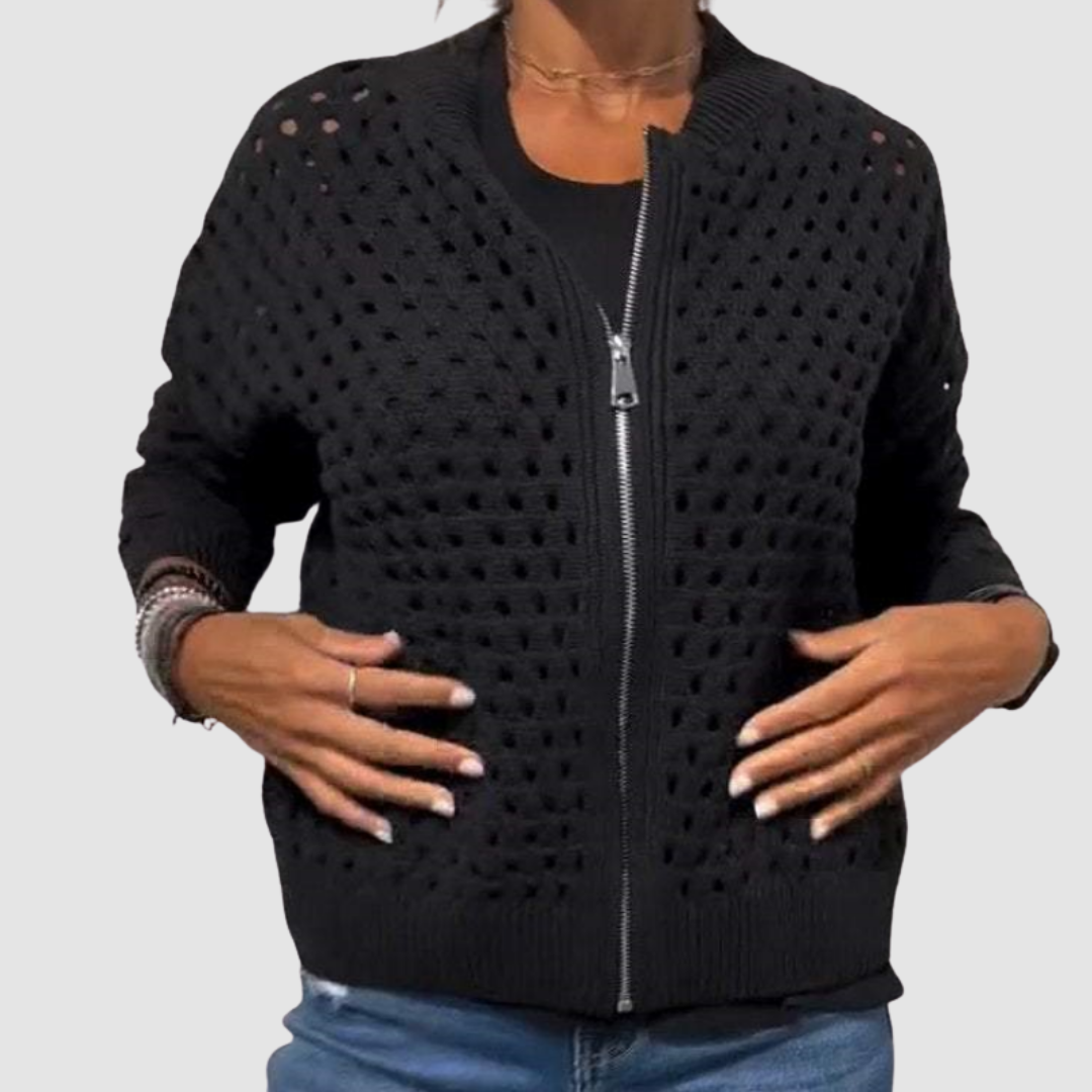 Elodie - Knitted Zip-Up Cardigan