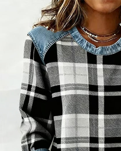 Trevane Checkered Patchwork Sweatshirt