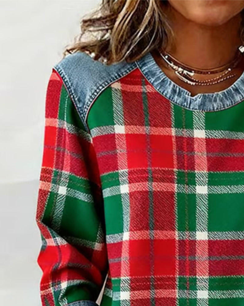 Trevane Checkered Patchwork Sweatshirt