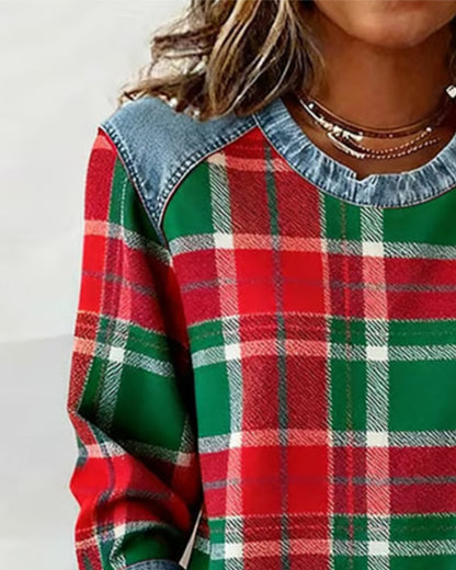 Trevane Checkered Patchwork Sweatshirt