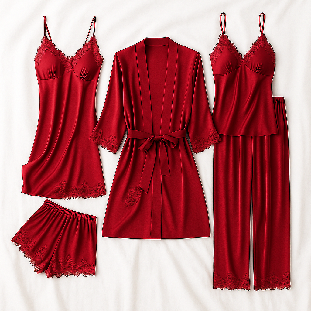 Mirène Satin Lace Loungewear Set