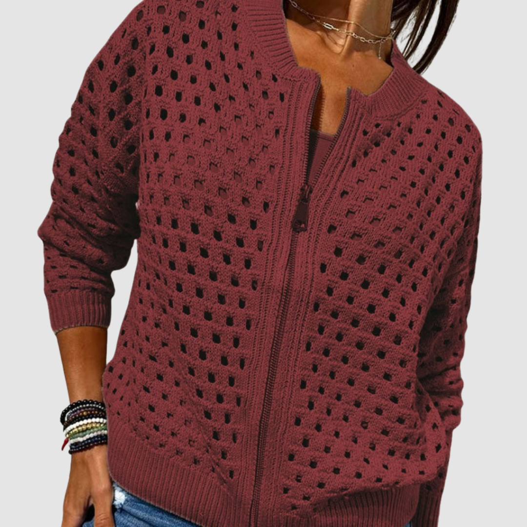 Elodie - Knitted Zip-Up Cardigan