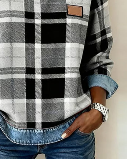 Trevane Checkered Patchwork Sweatshirt