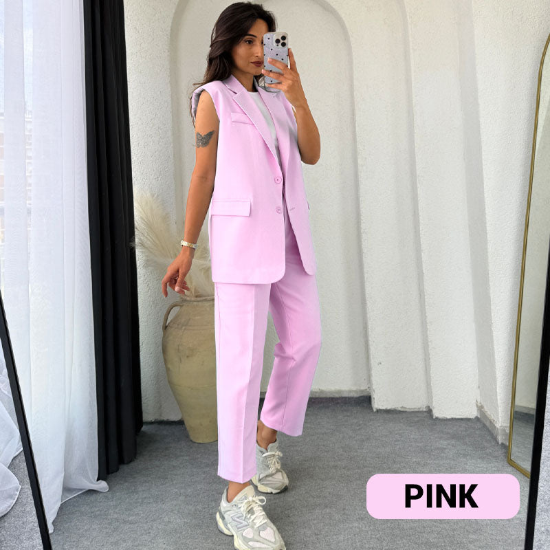 Adrielle Sleeveless Blazer Set
