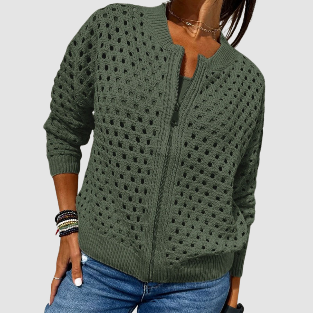 Elodie - Knitted Zip-Up Cardigan