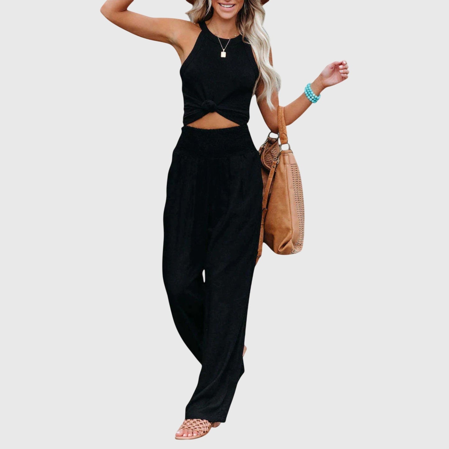 Solenne Flowing Wide Leg Trousers