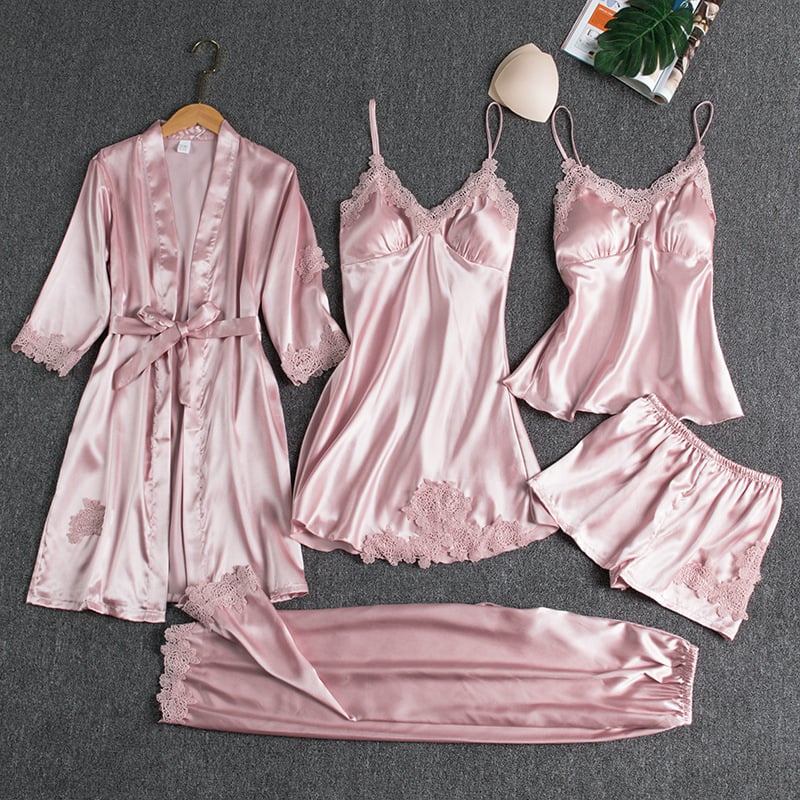 Mirène Satin Lace Loungewear Set