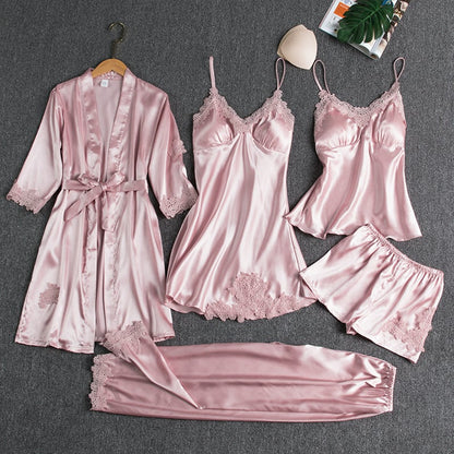 Mirène Satin Lace Loungewear Set