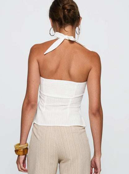 Elara - Ribbed Halter Top