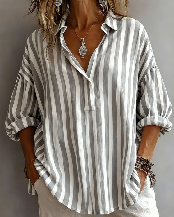 Cameline Striped Collar Blouse