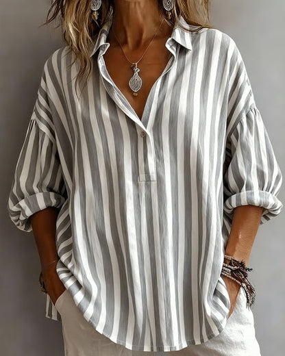 Cameline Striped Collar Blouse