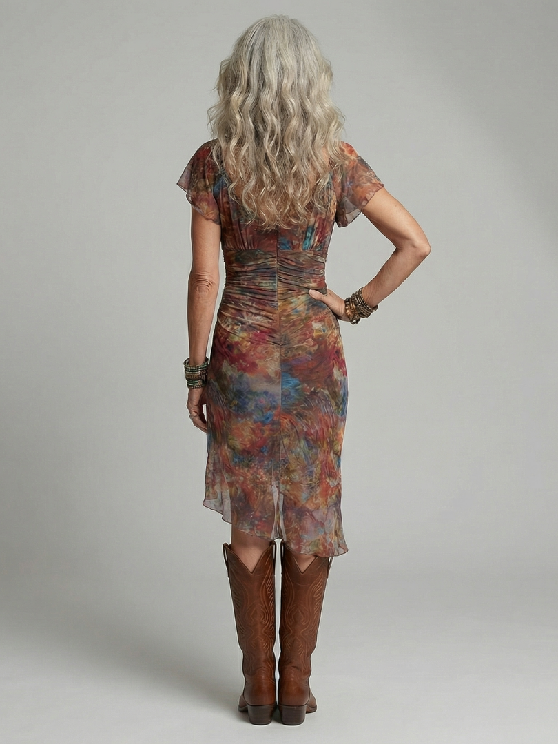 Zarae - Autumn Print Midi Dress – Autumn Print Midi Dress 4