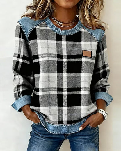 Trevane Checkered Patchwork Sweatshirt