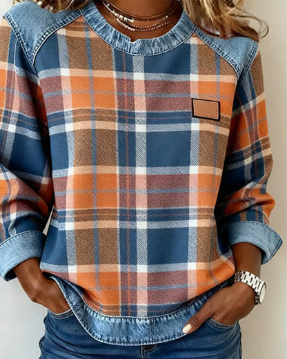 Trevane Checkered Patchwork Sweatshirt
