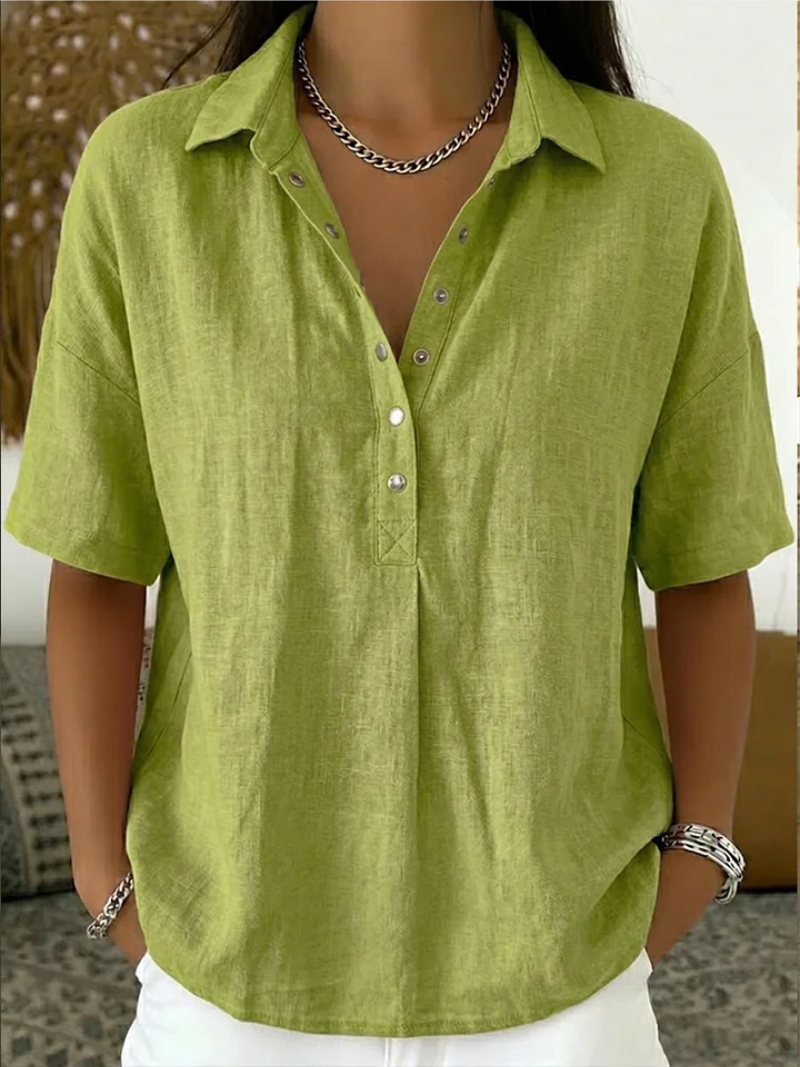 Davienne Button Collar Blouse