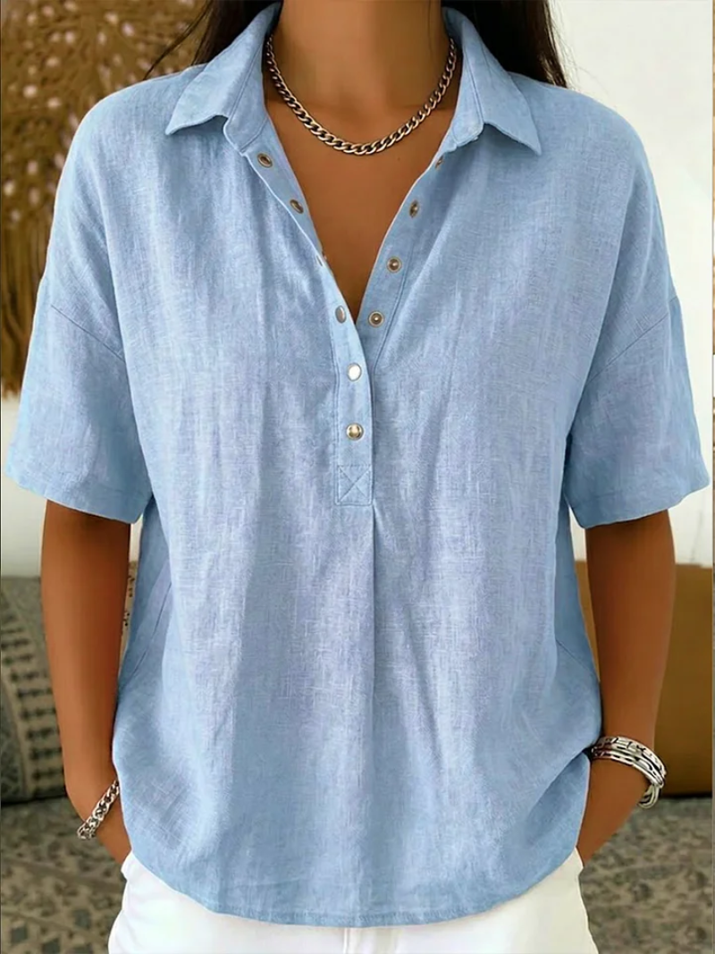 Davienne Button Collar Blouse