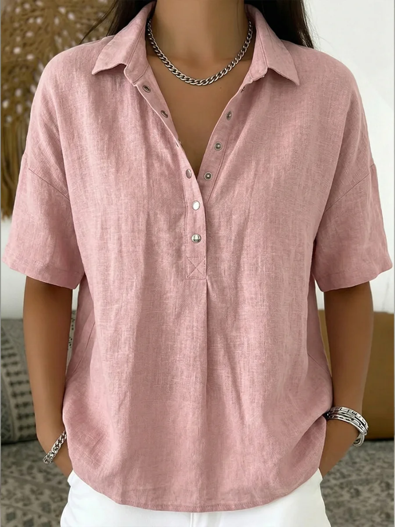 Davienne Button Collar Blouse