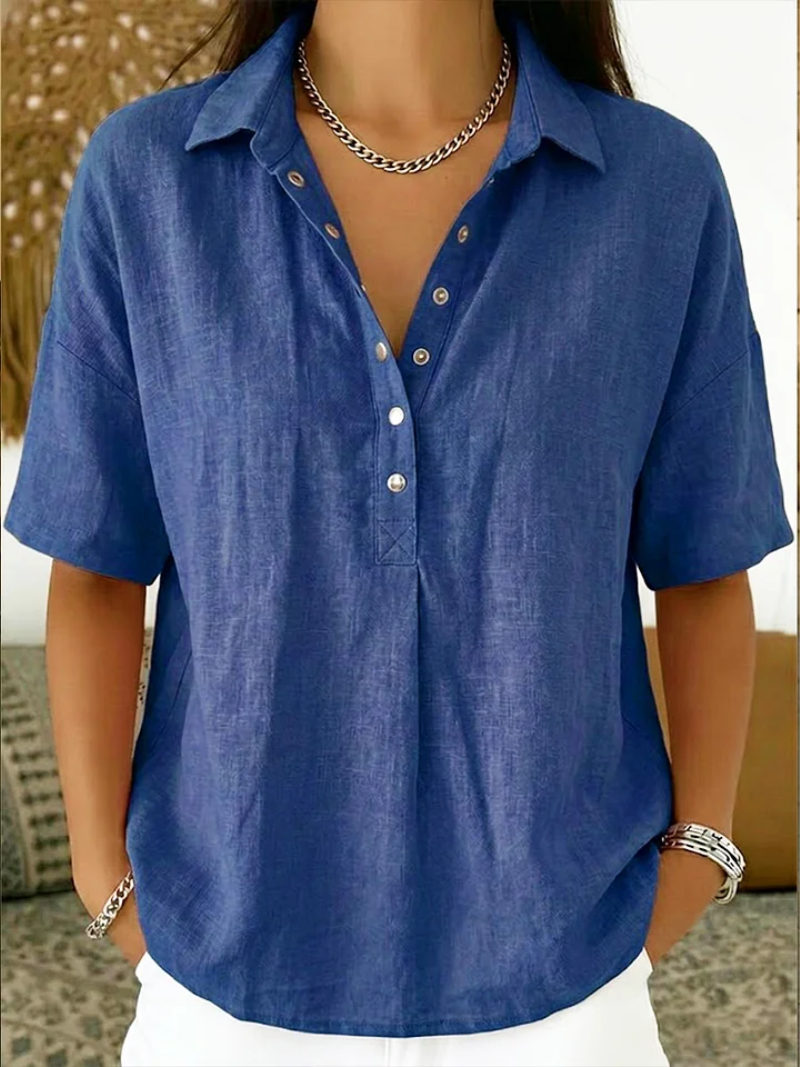 Davienne Button Collar Blouse