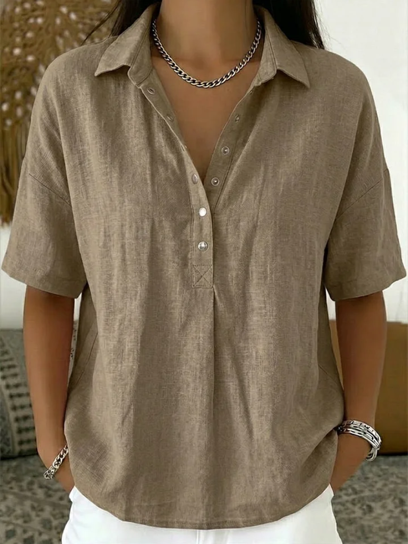 Davienne Button Collar Blouse