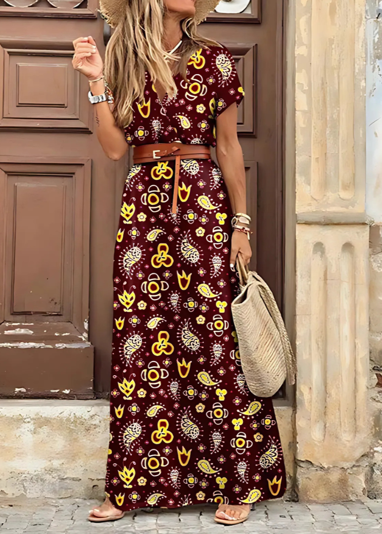 Calista - Elegant Paisley Maxi Dress