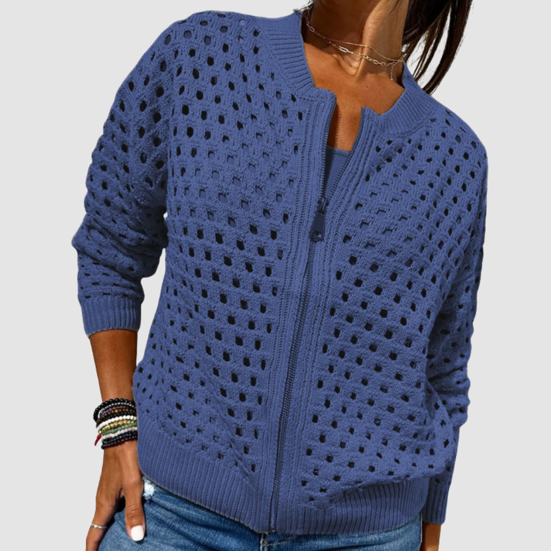 Elodie - Knitted Zip-Up Cardigan