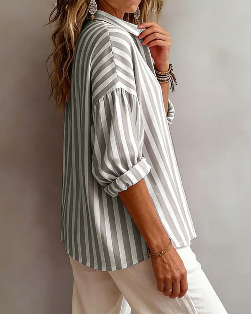 Cameline Striped Collar Blouse