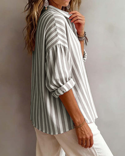 Cameline Striped Collar Blouse