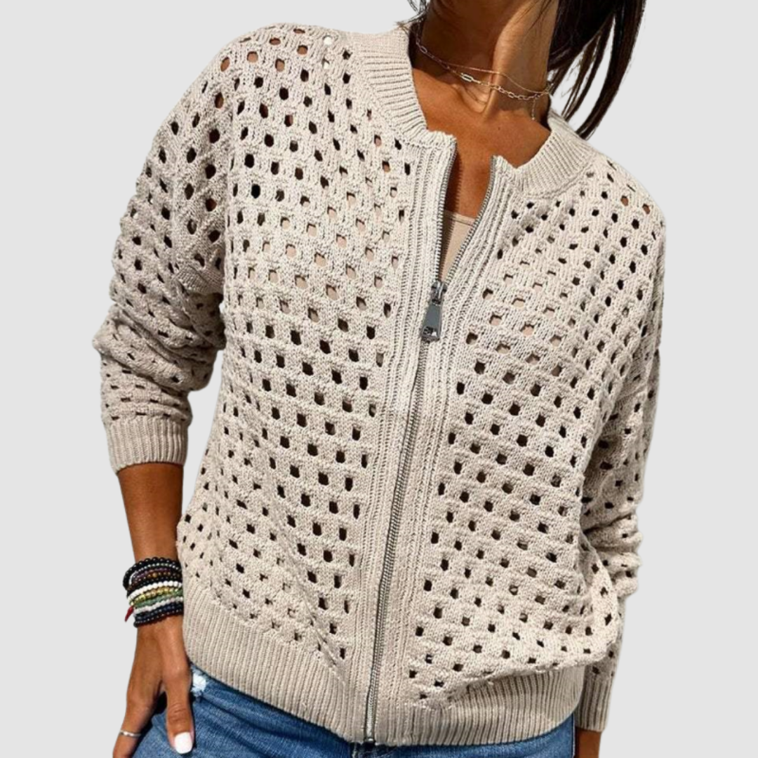 Elodie - Knitted Zip-Up Cardigan