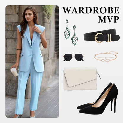 Adrielle Sleeveless Blazer Set