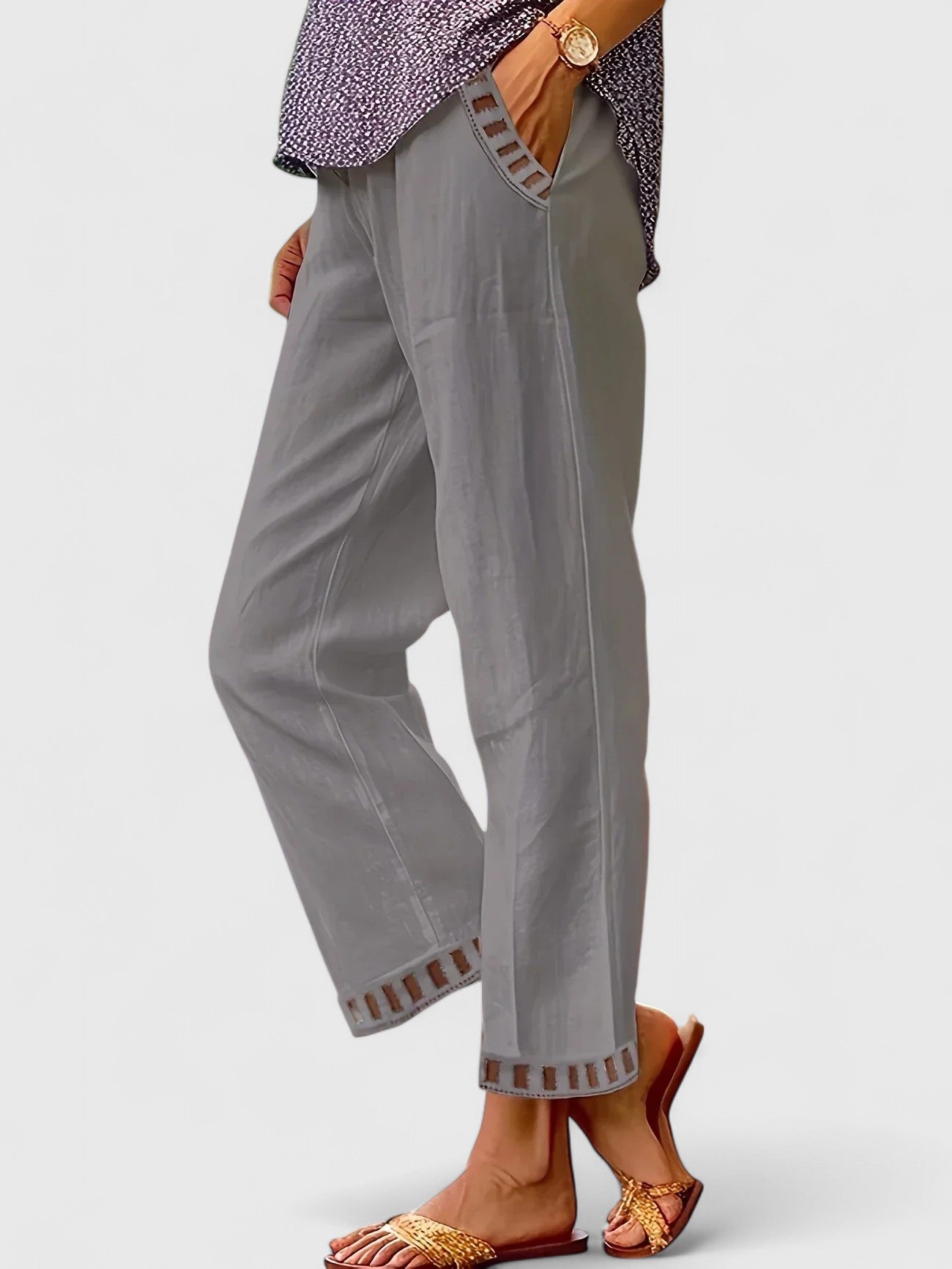 Delphine Contrast Trim Cropped Trousers