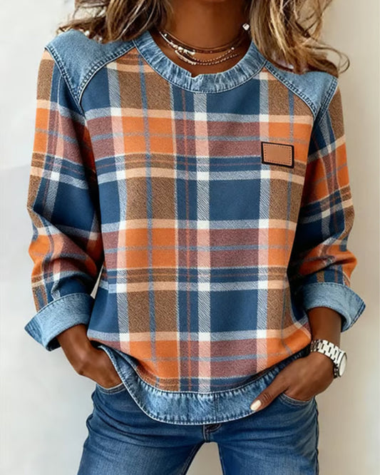 Trevane Checkered Patchwork Sweatshirt