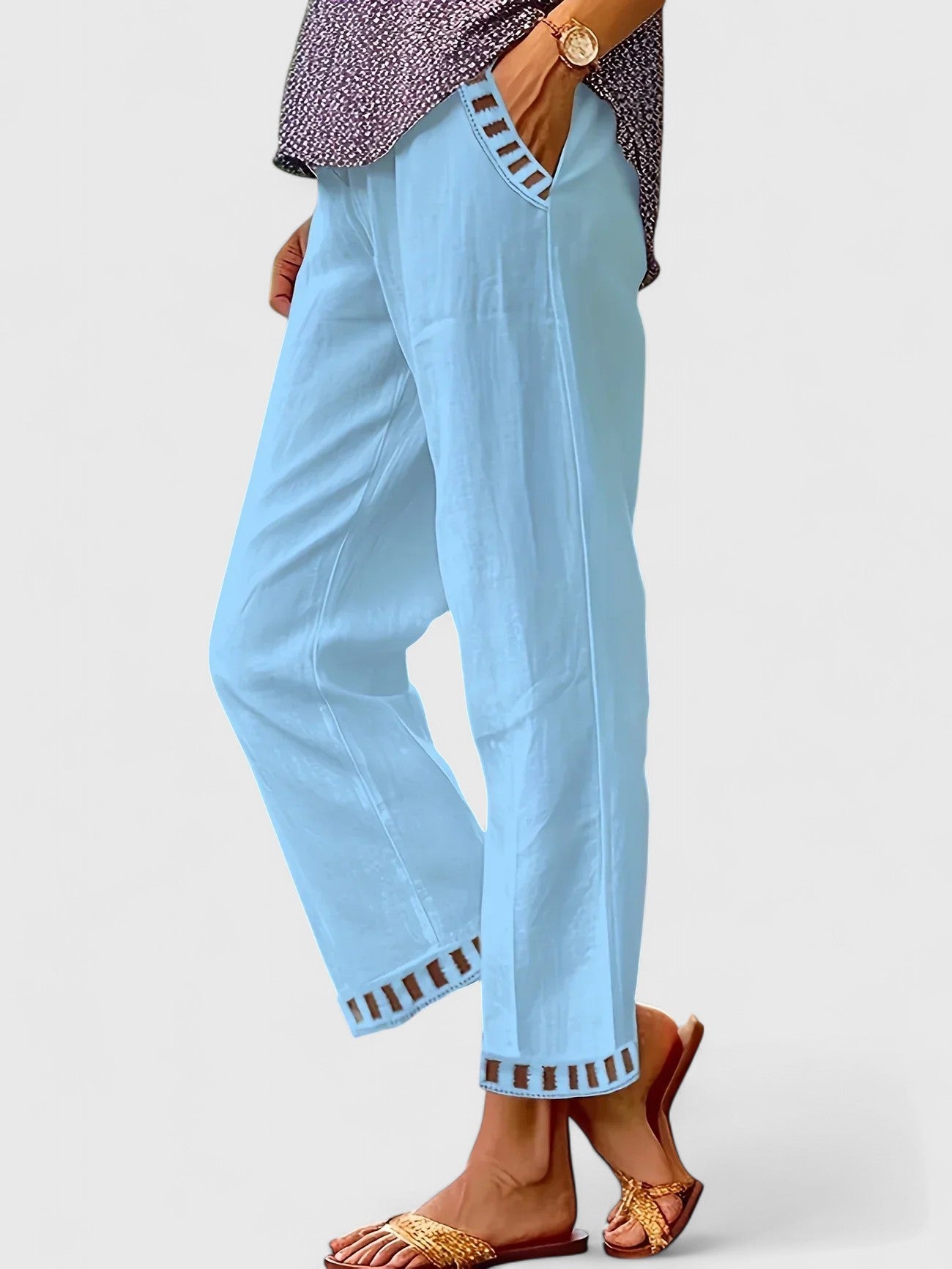 Delphine Contrast Trim Cropped Trousers