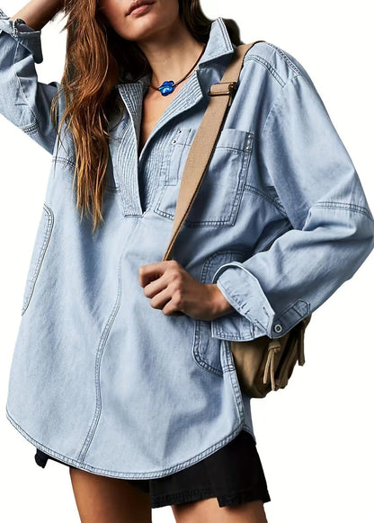 Florenne Pleated Denim Tunic