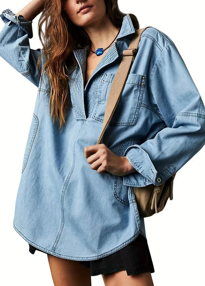 Florenne Pleated Denim Tunic