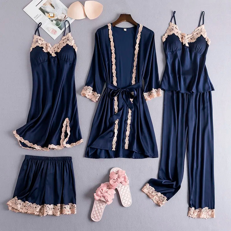 Mirène Satin Lace Loungewear Set