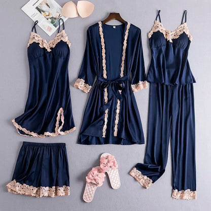Mirène Satin Lace Loungewear Set