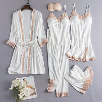 Mirène Satin Lace Loungewear Set