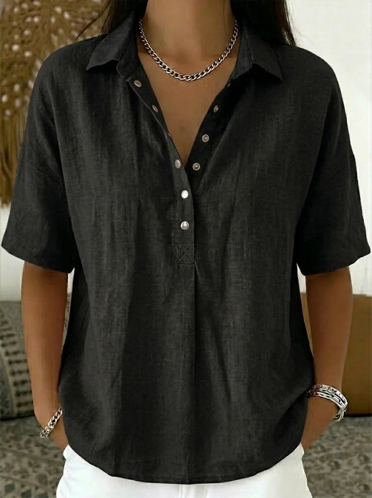 Davienne Button Collar Blouse