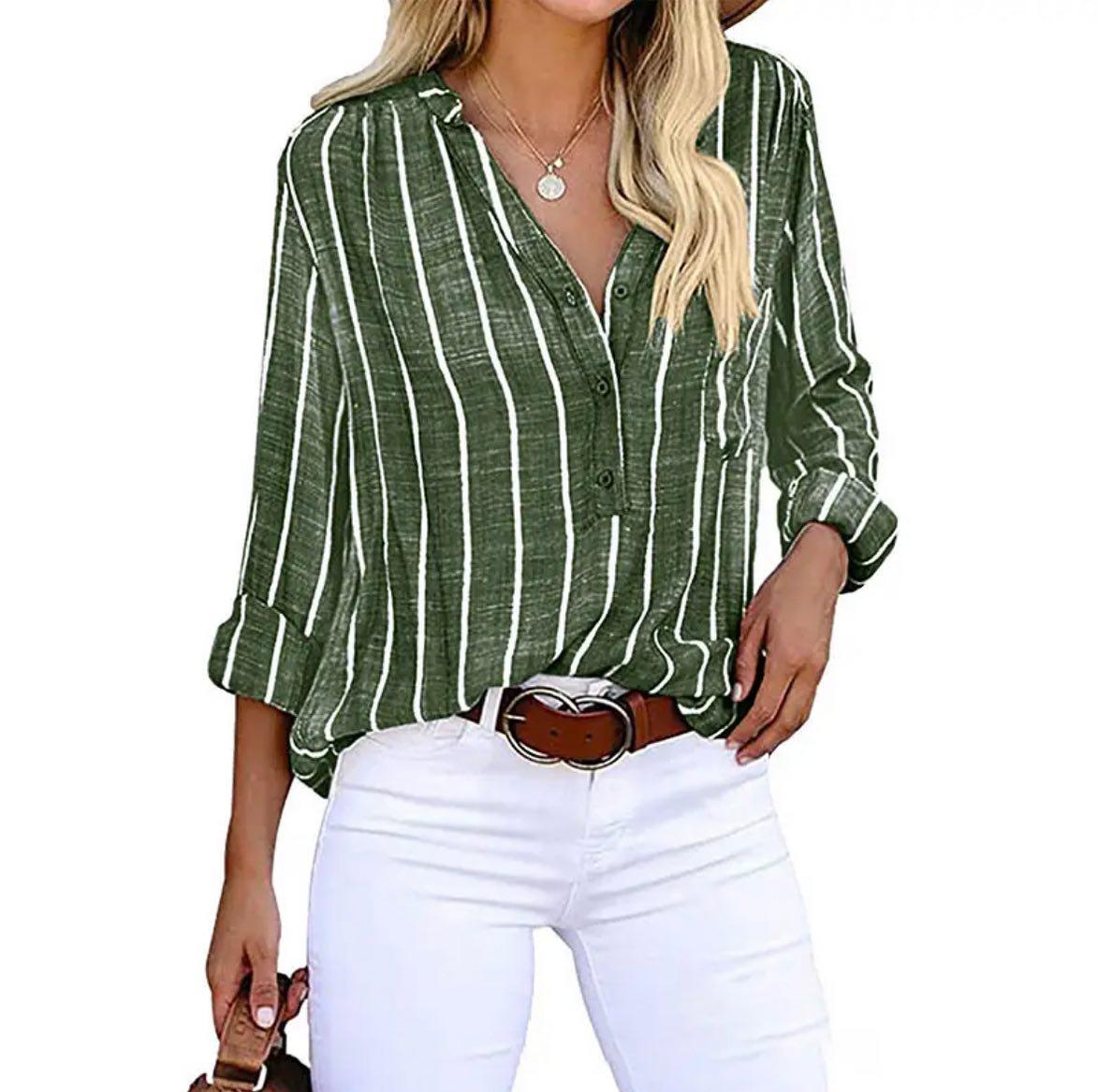 Solvenne Striped Button Up Shirt