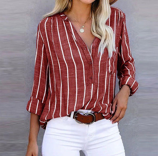 Solvenne Striped Button Up Shirt