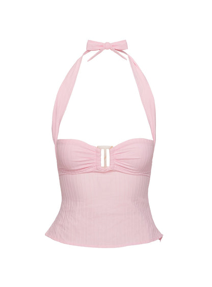 Elara - Ribbed Halter Top
