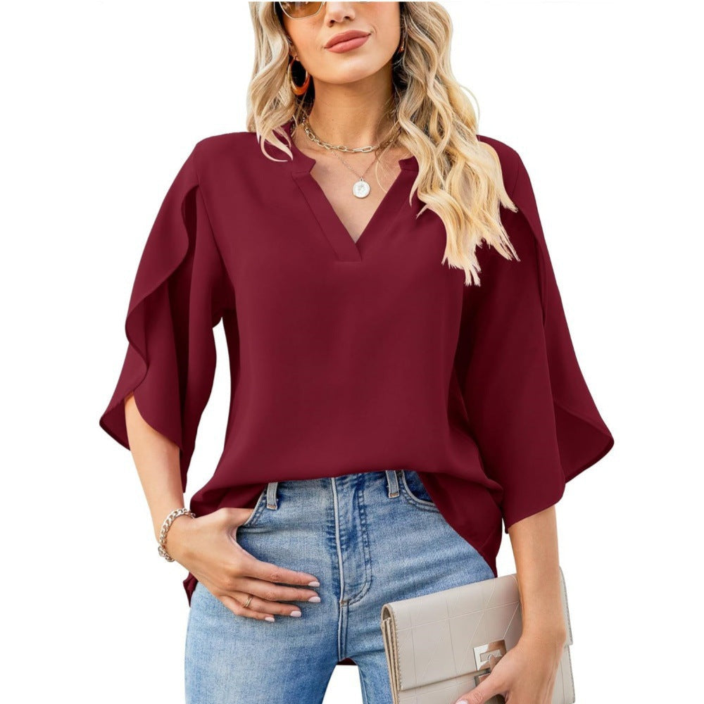 Lorenne Chiffon V Neck Blouse